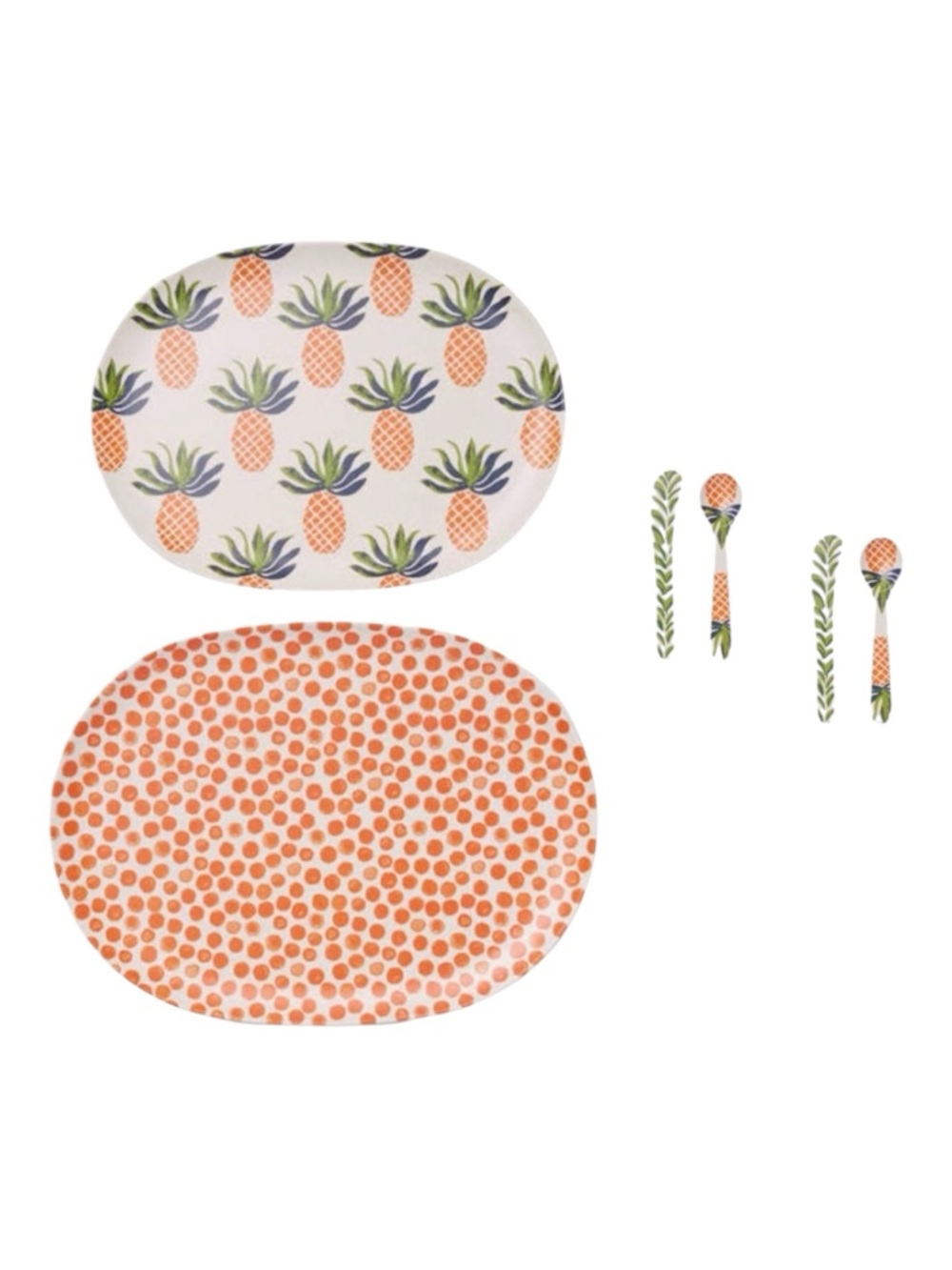 Opalhouse Bamboo Melamine Pineapple Oval Serving Platters 2 pc. Spoon & Spreader